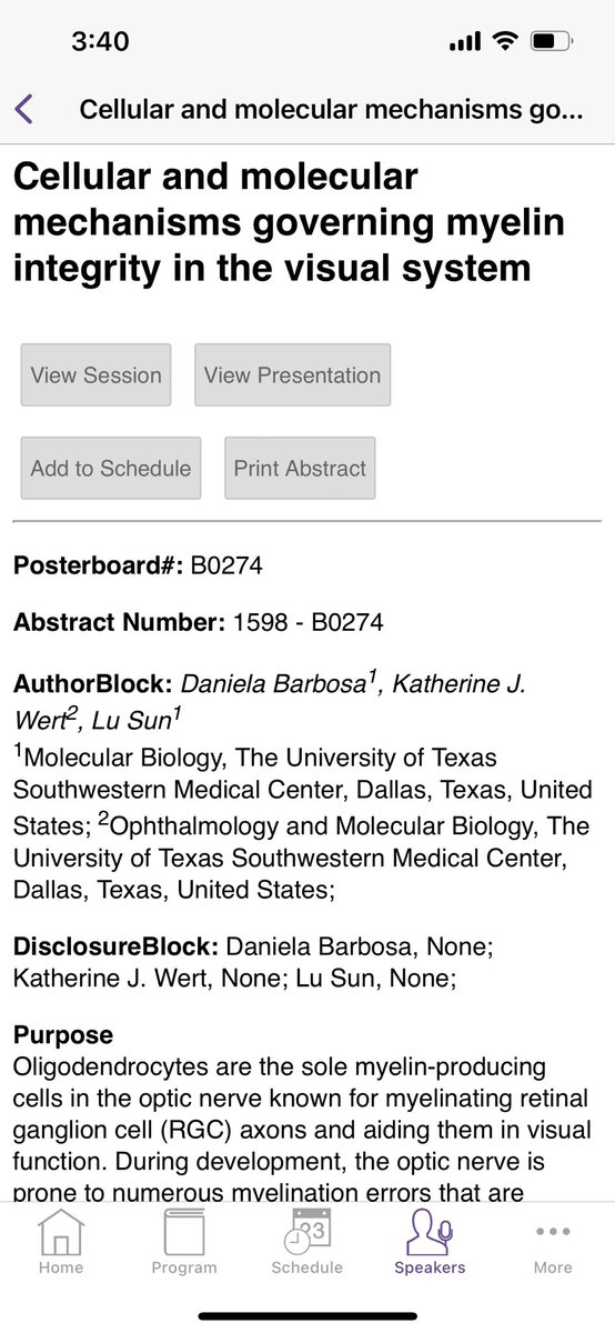 Great first day of #ARVO2023! Tomorrow, check out <a href="/Dani_B1256/">Daniela Barbosa</a>’s poster from <a href="/SunLab19/">Lu Sun</a> at UTSW. Really amazing work on oligodendrocytes and their affect on vision.