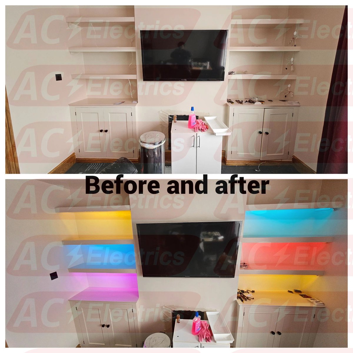 ac_electrics's tweet photo. Rainbow shelving lighting https://t.co/COktb6dR07