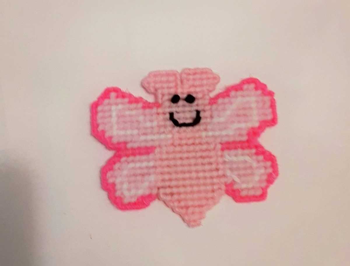 Plastic Canvas Pink Butterfly, Magnet, Fridge, Needlecraft, Handmade, Kitchen Decor, Cross Stitch, Gift, Summer etsy.me/43ZLQnG via @Etsy