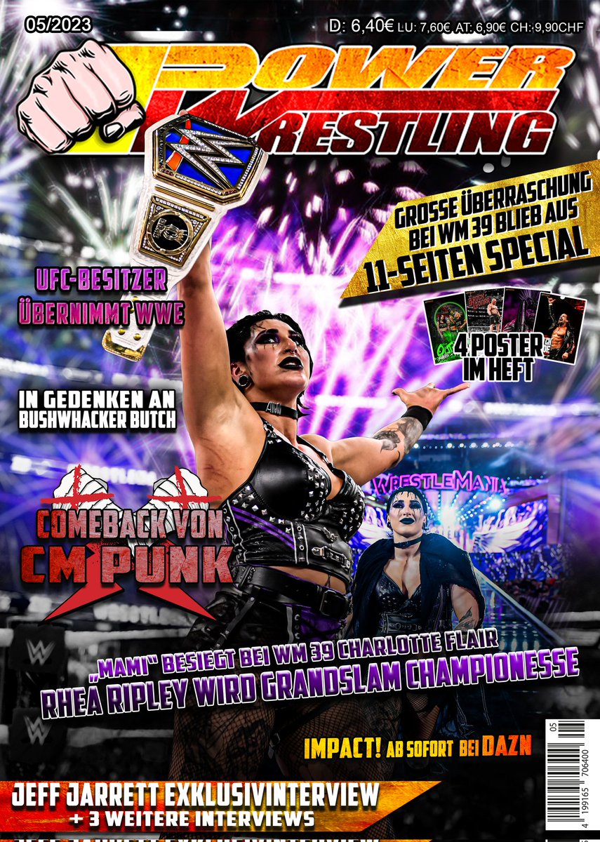 ZyrisZyart's tweet photo. Our next Cover from the German Wrestling Magazine @PowerWrestling with the great @RheaRipley_WWE (Hope U sign our Cover for some Special Fans?!;) #Champ @WWE #Wrestling #wm39 #WrestleMania #WomensChampion #bluebrand #JudgementDay by @ZyrisZyart #share #retweet #like https://t.co/aLidiWo6ZT