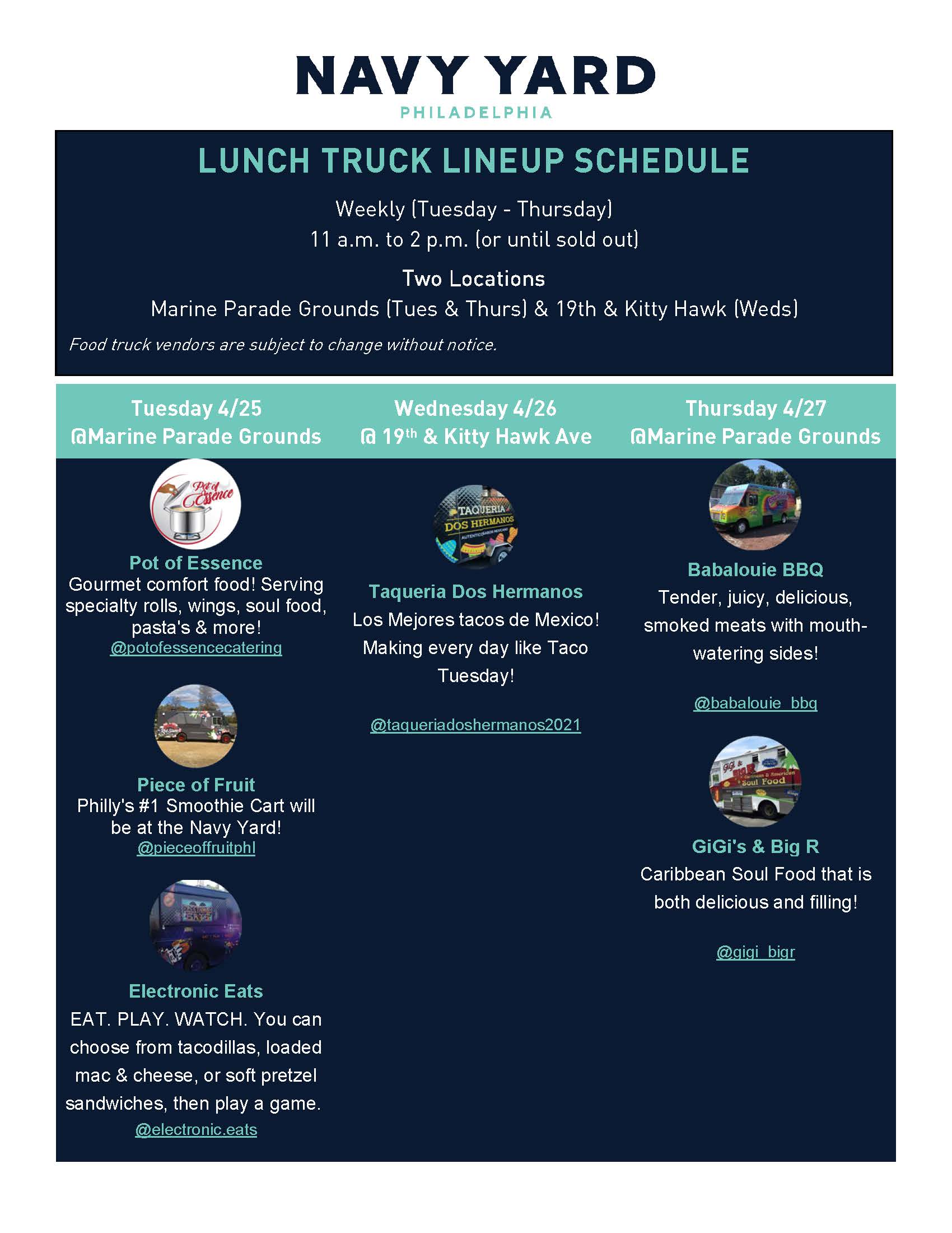 Navy Yard Philadelphia on Twitter "Check out this week's Lunch Truck