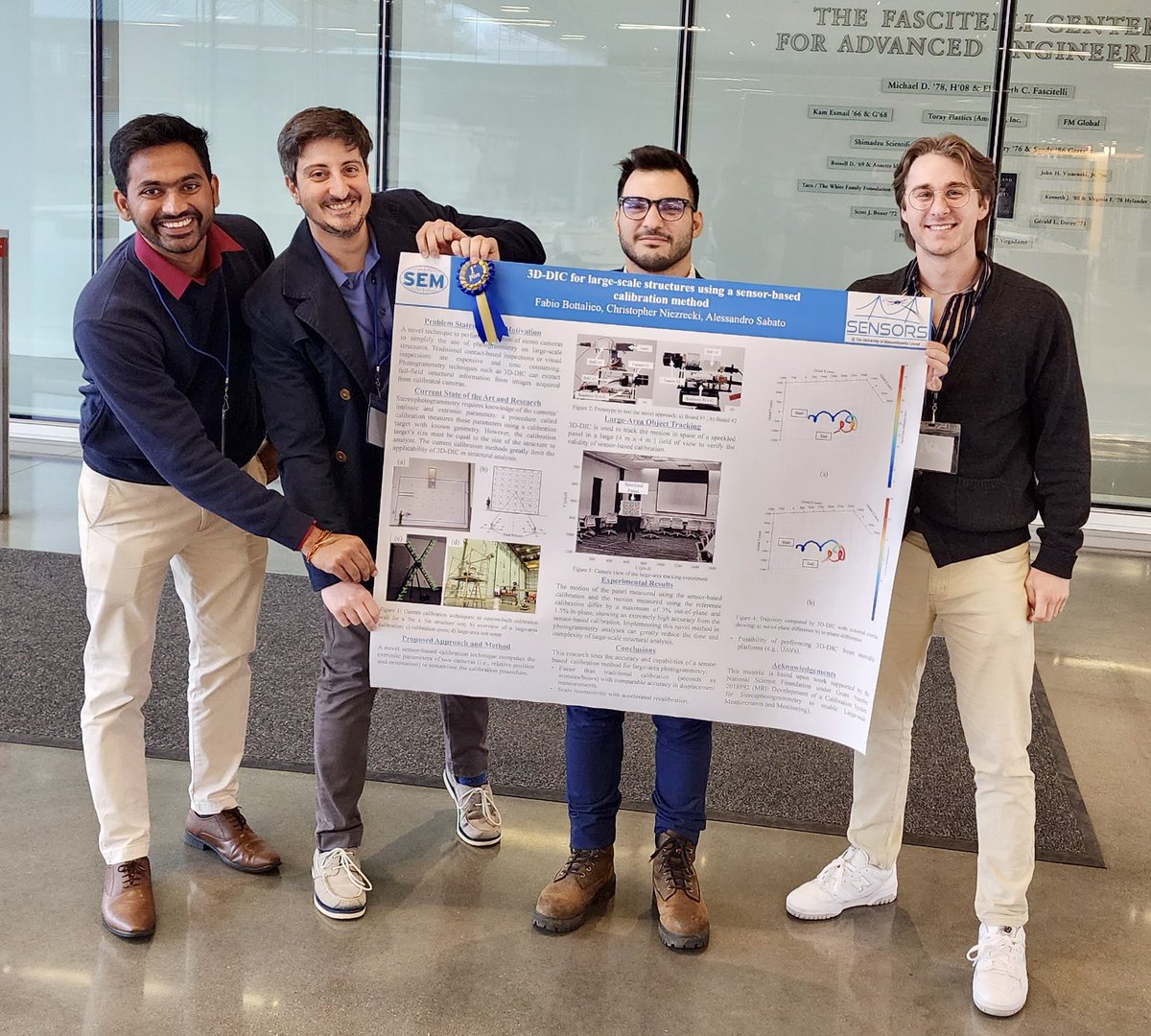 sensors_group's tweet image. The SENSORS students did an excellent job presenting their research at the 2023 @SocietyExpMech Northeastern Student Symposium @universityofri! Congrats to Fabio for achieving 1st place in the poster competition! We are proud of you! 👏👏👏 is