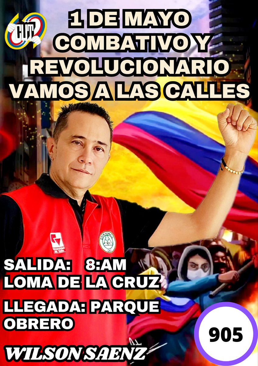 Cali (valle) se moviliza en Conmemoracion del día internacional de la clase trabajadora y en apoyo a las reformas sociales, necesarias para el cambió.
Loma de la cruz 8:00 am, Cali #PoderPopularEnlasCalles