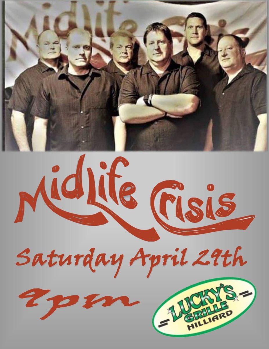 Luckys_Grille's tweet photo. Join us THIS SATURDAY for Midlife Crisis! Music starts @ 9pm! https://t.co/EHW1IR7UQX