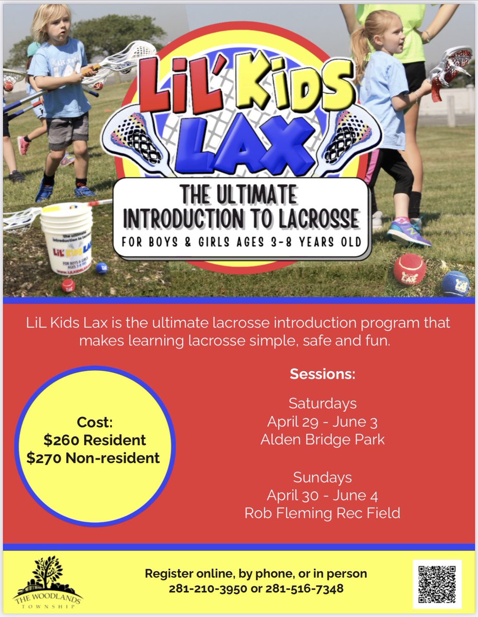 In 6 DAYS… LiL Kids Lax kicks off in The Woodlands TX. Register online 

anc.apm.activecommunities.com/wcscparksandre…
