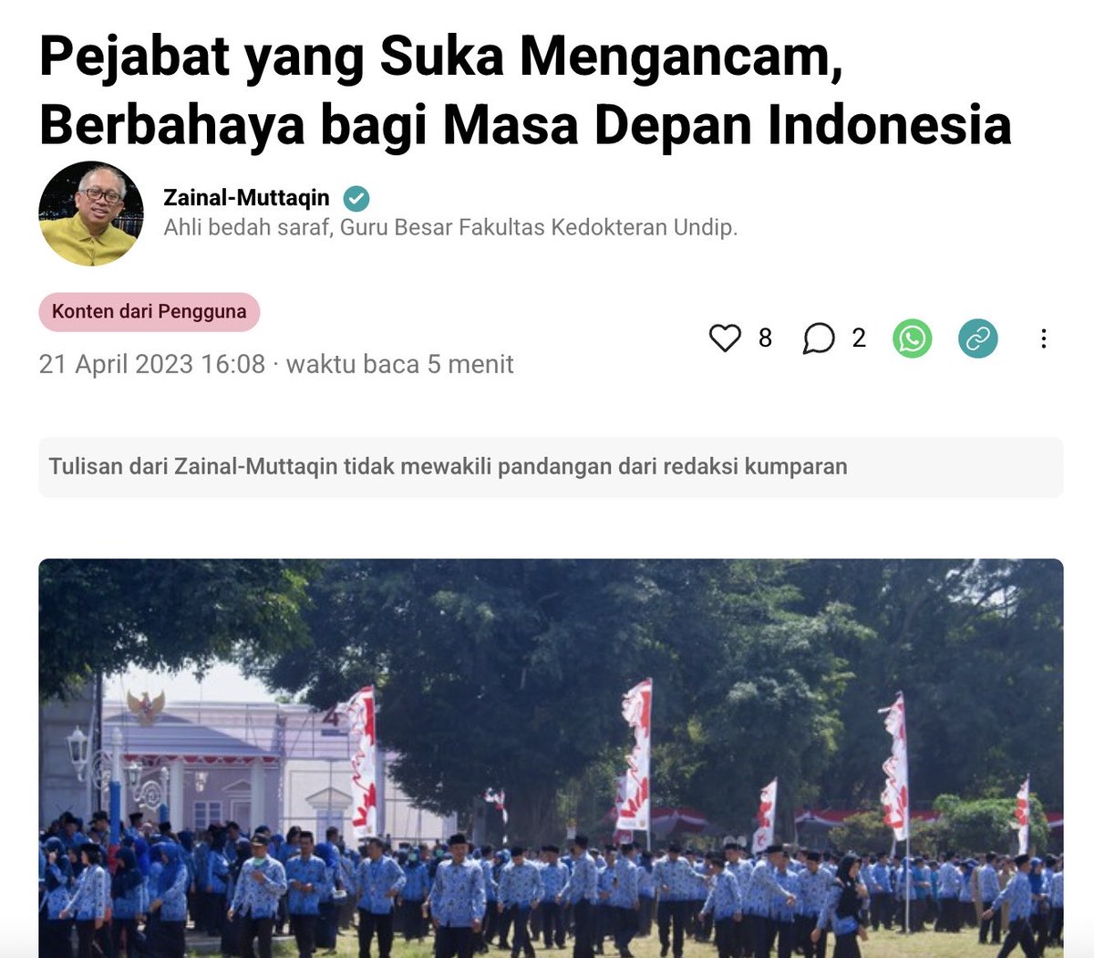 ZainalM_Prof's tweet photo. Pejabat yang Suka Mengancam, Berbahaya bagi Masa Depan Indonesia

https://t.co/BZQW4XV5dH https://t.co/mhathct7yn