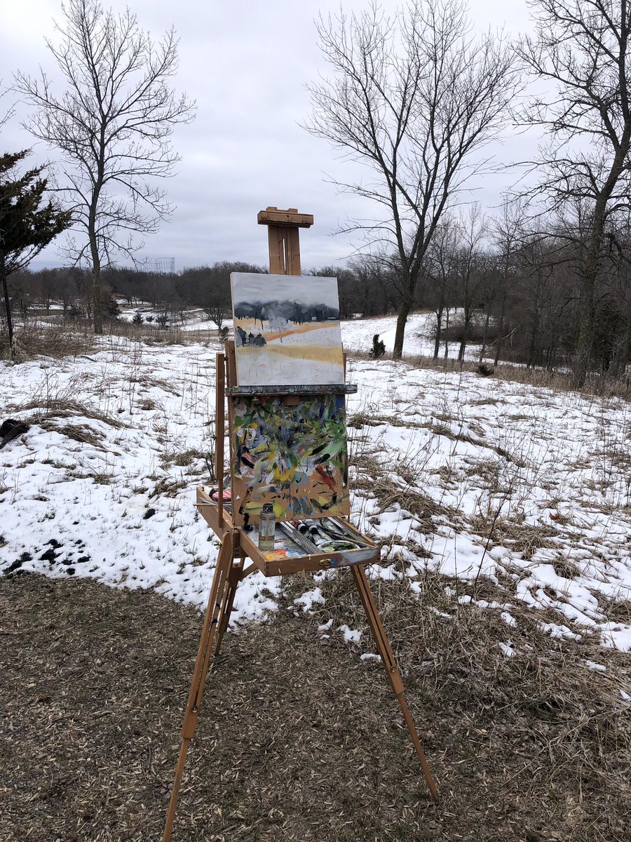 Still winter weather here in Minnesota, good for painting :)

#pleinair #pleinairpainting #minnesota #landscapepainting https://t.co/Uw0XDZIU9k