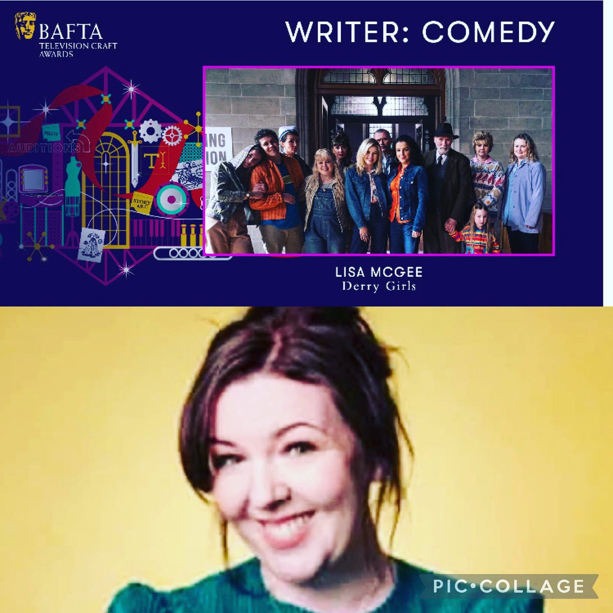 MaryforDerry's tweet photo. 🌟👏 Comhghairdeas ó chroí to our Lisa McGee! ❤️

Pure lured for @LisaMMcGee 🏆 Best Writer: Comedy in #BAFTACraft awards.

#BAFTA #DerryGirls https://t.co/qcrbItRMiD