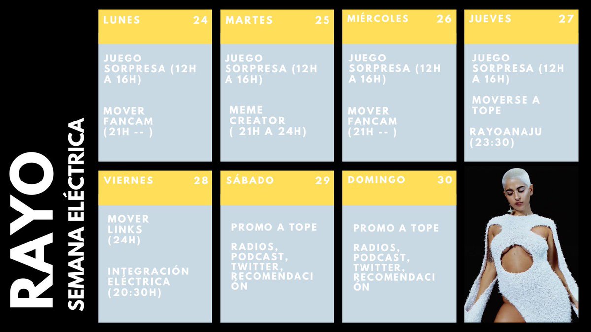 ⚡️| Aquí el calendario semanal de Rayo. A continuación os explico cómo funciona