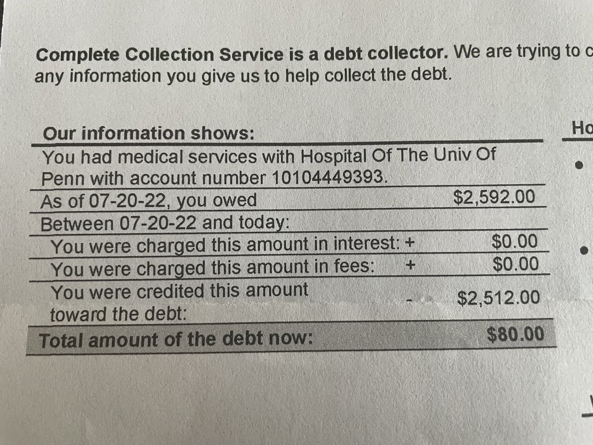 For a #preventive care visit @PennMedicine Radnor charges my insurance >$2000 amount for the visit. Charges me $80 for labs which no one can seem to tell me why! Despite my attempts to resolve the issue, they send it to an collection agency!! #pricetransparency @BCBSAssociation