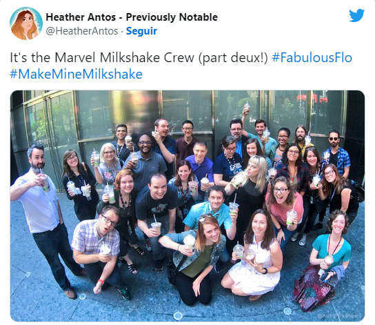 SiteJamesons's tweet photo. Obviamente a situação não morreu aí.
Diversos profissionais da indústria twittaram em apoio à Heather, promovendo o #MakeMineMilkshake.
Inclusive, os escritórios da Marvel e da DC entraram no movimento. https://t.co/ZkRHujwc9W