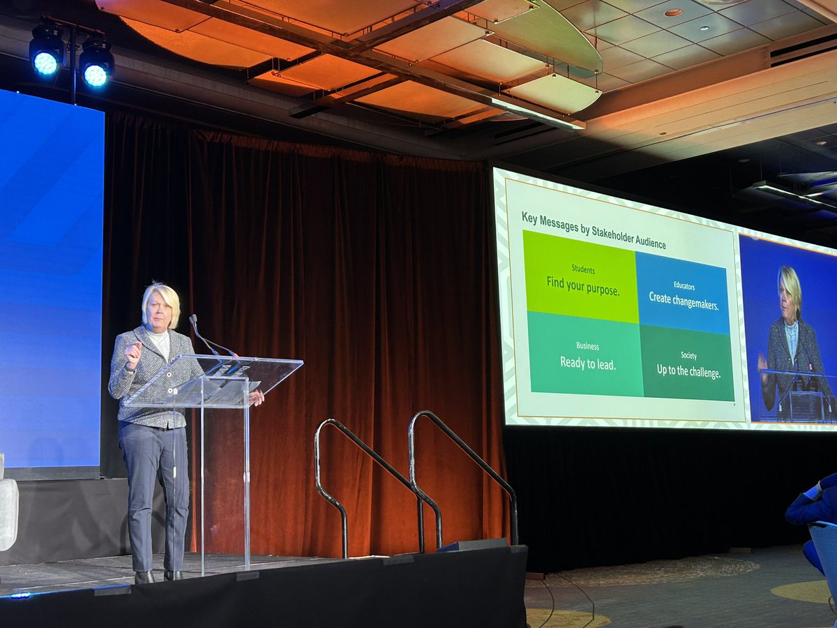 AACSB's tweet photo. Business schools are laboratories for new ideas. They develop leaders who are prepared on day one to solve challenges. - @BeckDudley #ICAM23 https://t.co/iDtBPUKzI1