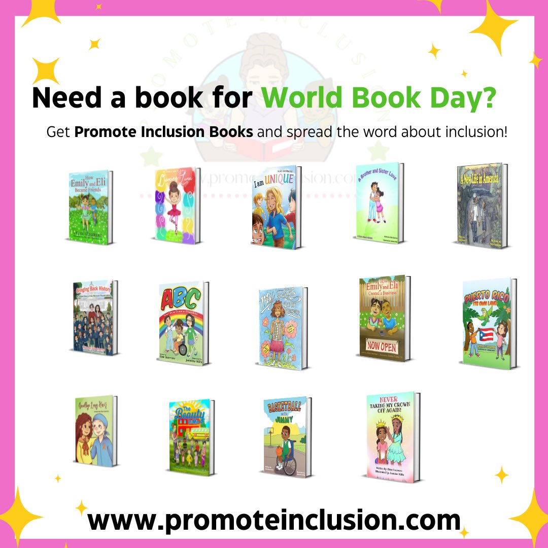 April 23rd is World 🌎 Book Day! Need a book to read? Check out Promote Inclusion Books, which are bilingual books that bring awareness about children with special needs and social issues. #promoteinclusion #books #libros #bilingualbooks #librosrecomendados