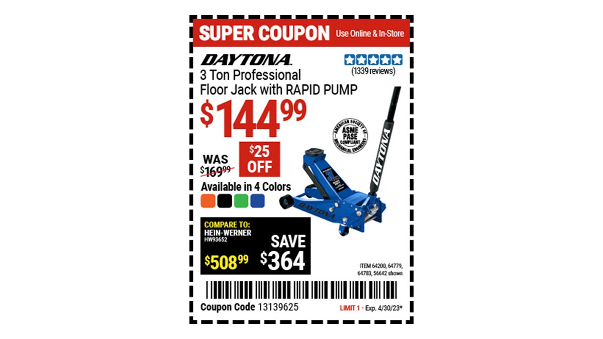 Harbor Freight on Twitter "Buy the DAYTONA 3 Ton Professional Rapid