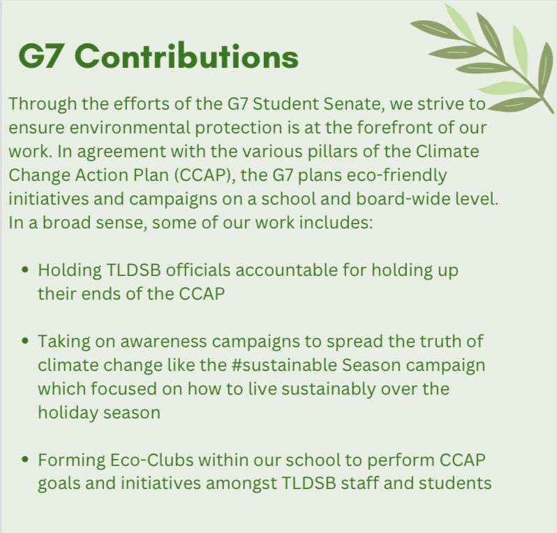 In recognition of Earth Day which occurred on April 22nd, the G7 created an informative post to educate others on the history of this day, its significance and how we, as student leaders, continue to ensure environmental sustainability is a priority year-round.