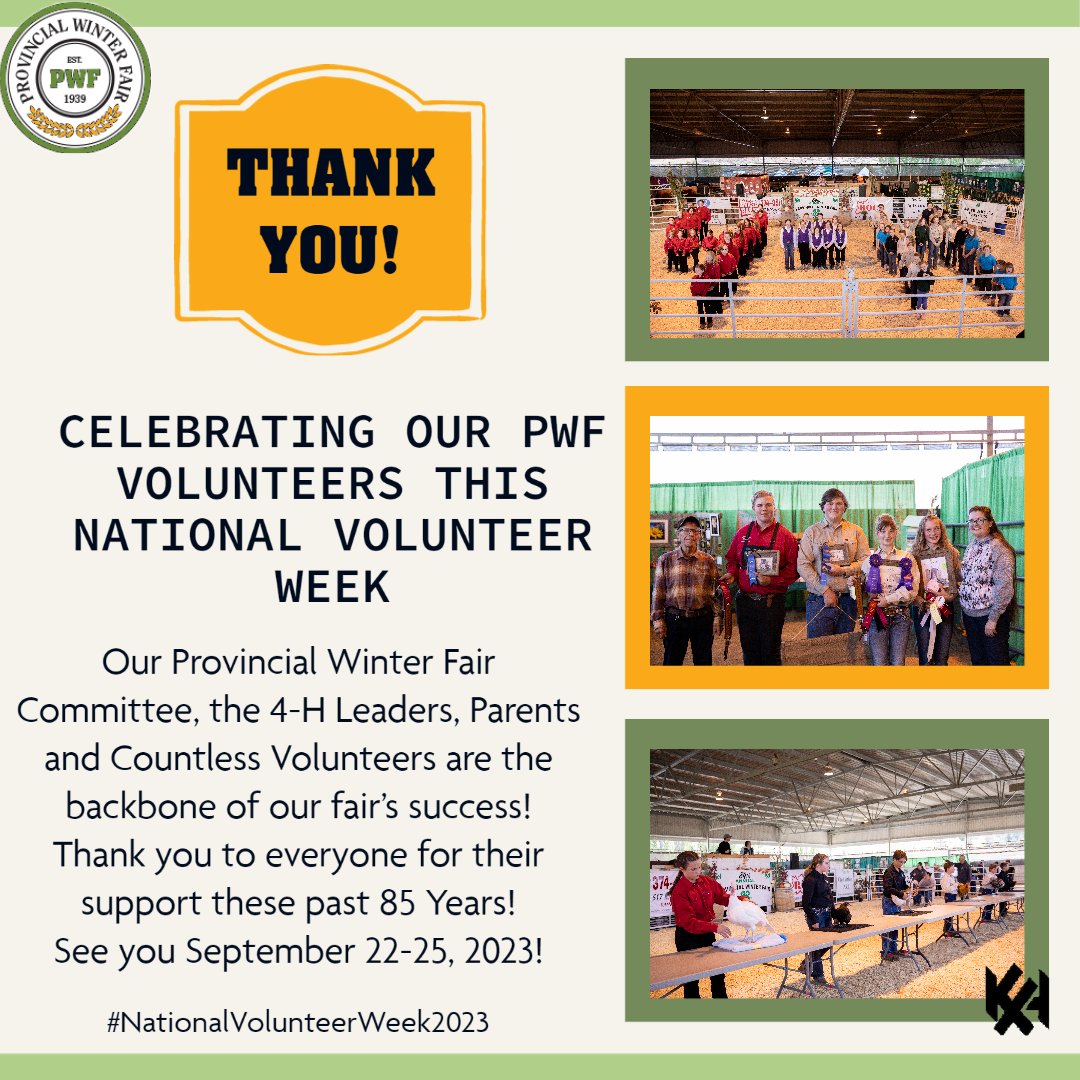 PWFKamloops's tweet photo. Our Provincial Winter Fair Committee, the 4-H Leaders, Parents and Countless Volunteers are the backbone of our fair’s success!
Thank you to everyone for their support these past 85 Years!
See you September 22-25, 2023! #PWF2023 #85thPWF #NationalVolunteerWeek2023 #thankyou https://t.co/4VzEmwL7wd