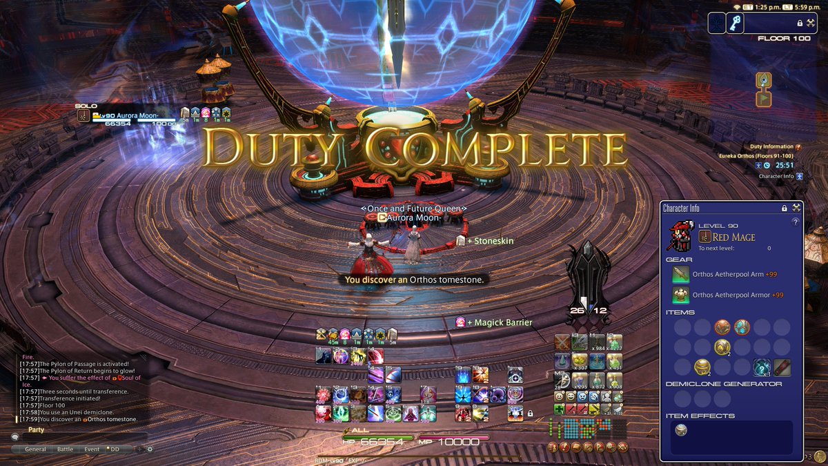 xAuroraMoon's tweet photo. Red Mage / RDM Eureka Orthos 0 Sustaining Potion Challenge CLEAR!

19/19!!!

I'm still shaking cause I'm so happy! My first clear was AST, and my last was RDM. Two halves of my deep dungeon prog journey. 

We're officially triple omni across all DDs!!

#DeepDungeon #FFXIV #FF14 https://t.co/tgJnHGd3ig