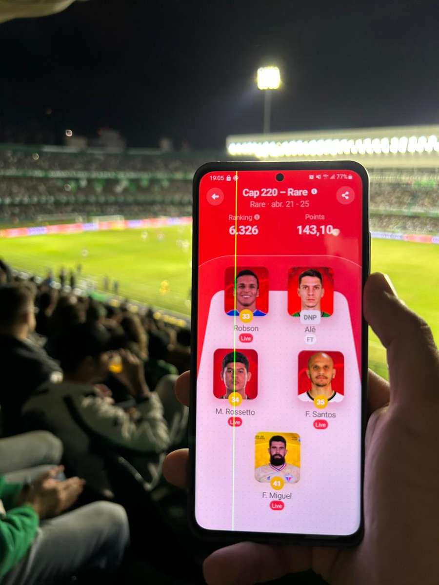 Looking my players from <a href="/sorare/">Sorare</a> at <a href="/Coritiba/">Coritiba</a> x <a href="/FortalezaEC/">Fortaleza Esporte Clube 🦁</a> #Brasileirao