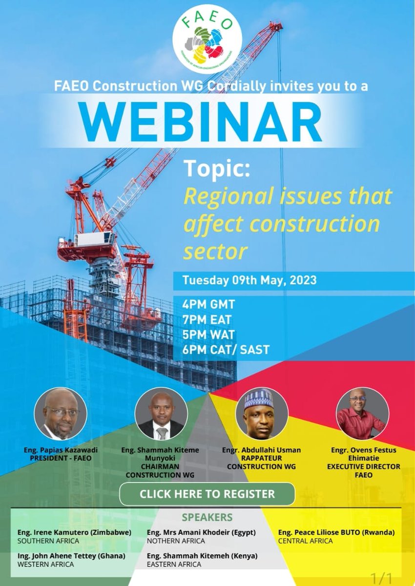 Click the following to Register for this event free Webinar us06web.zoom.us/meeting/regist… faeo.org @TheIEK @RwandaEngineers @AfCFTA @_AfricanUnion @NseHeadquarters @ovnslid @Official_GhIE @UIPE_Uganda Pls share, like & retweet