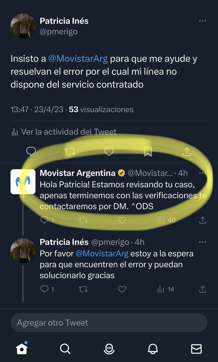 Esto me dijo <a href="/MovistarArg/">Movistar Argentina</a> hace 4hs y aún no me contactan ni me responden a los mensajes por directos que me indicaron enviarles. Entonces qué hago <a href="/MovistarArg/">Movistar Argentina</a> ?
