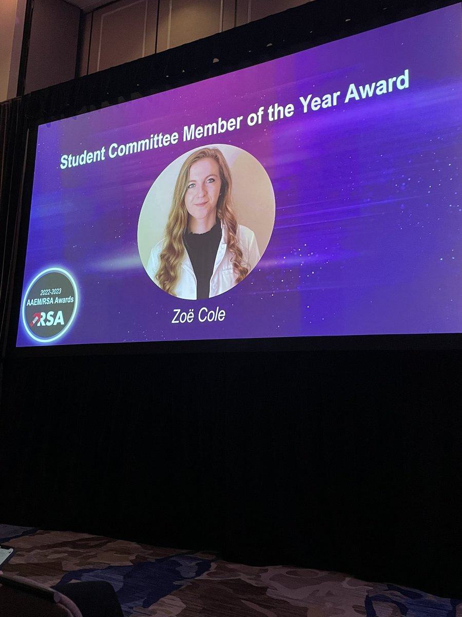 CONGRATS @ZoeC_16 for winning student committee member of the year, there aren’t enough words to express how much you deserve this and all of the incredible things that you’ve accomplished so far! 💫 #AAEM23 #AAEMRSA #wellnessqueen