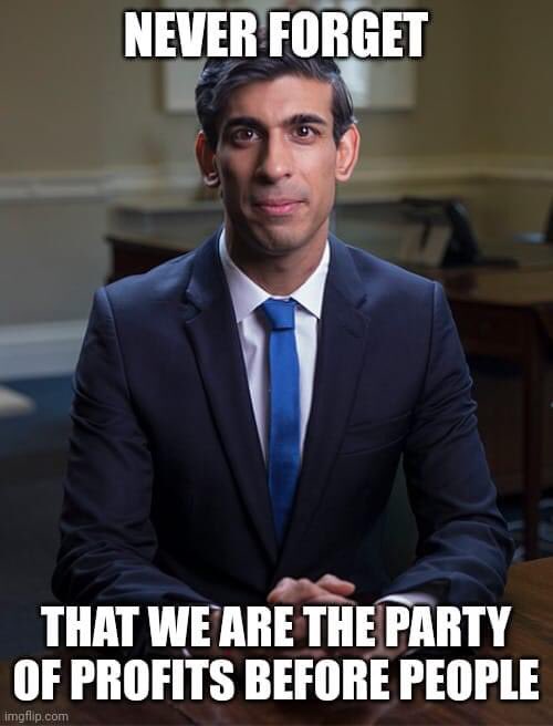 EileenM20102722's tweet image. #ToriesOut290✔️

#ExcludedUnity✔️

#NeverTrustSunak✔️

Govt &quot;grants&quot; went to
 #MrsSunak and
#BigBusiness 
 
Not To many
#Medium #Small #Independent 
 Thriving concerns,
 ordered to close due to COVID.
 
Quote:
 &quot;They Probably Don&apos;t Vote Conservative
Anyway.&quot;