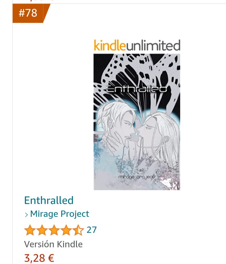 mirage69project's tweet image. Gracias #amazon España
Hoy #Enthralled en el top 100 de #ficciongay ♥️