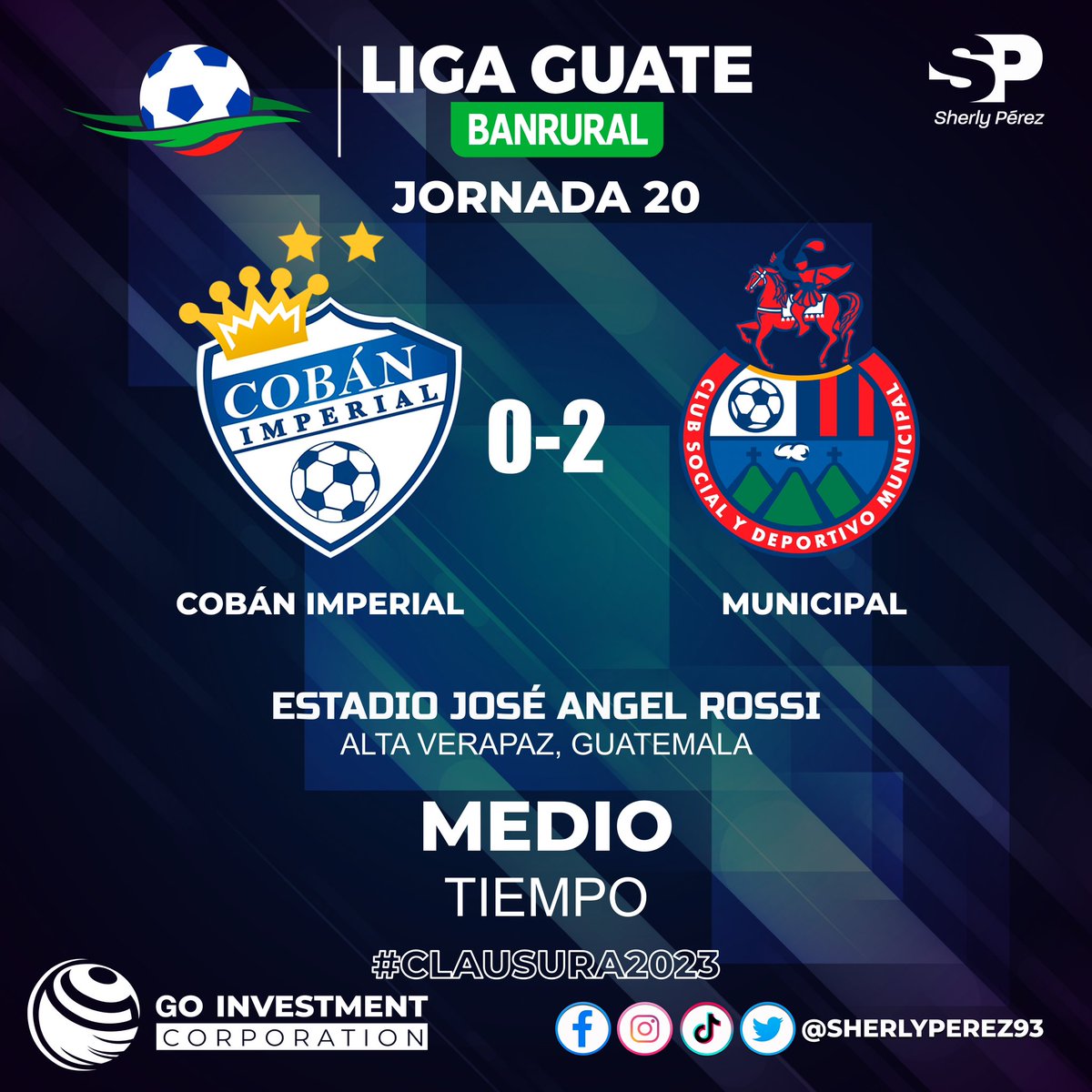 ‼️MEDIO TIEMPO‼️

🤴Cobán Imperial 0-2 Municipal 👹

⚽️ Matias Rotondi y Yasnier Matos 

#Clausura2023