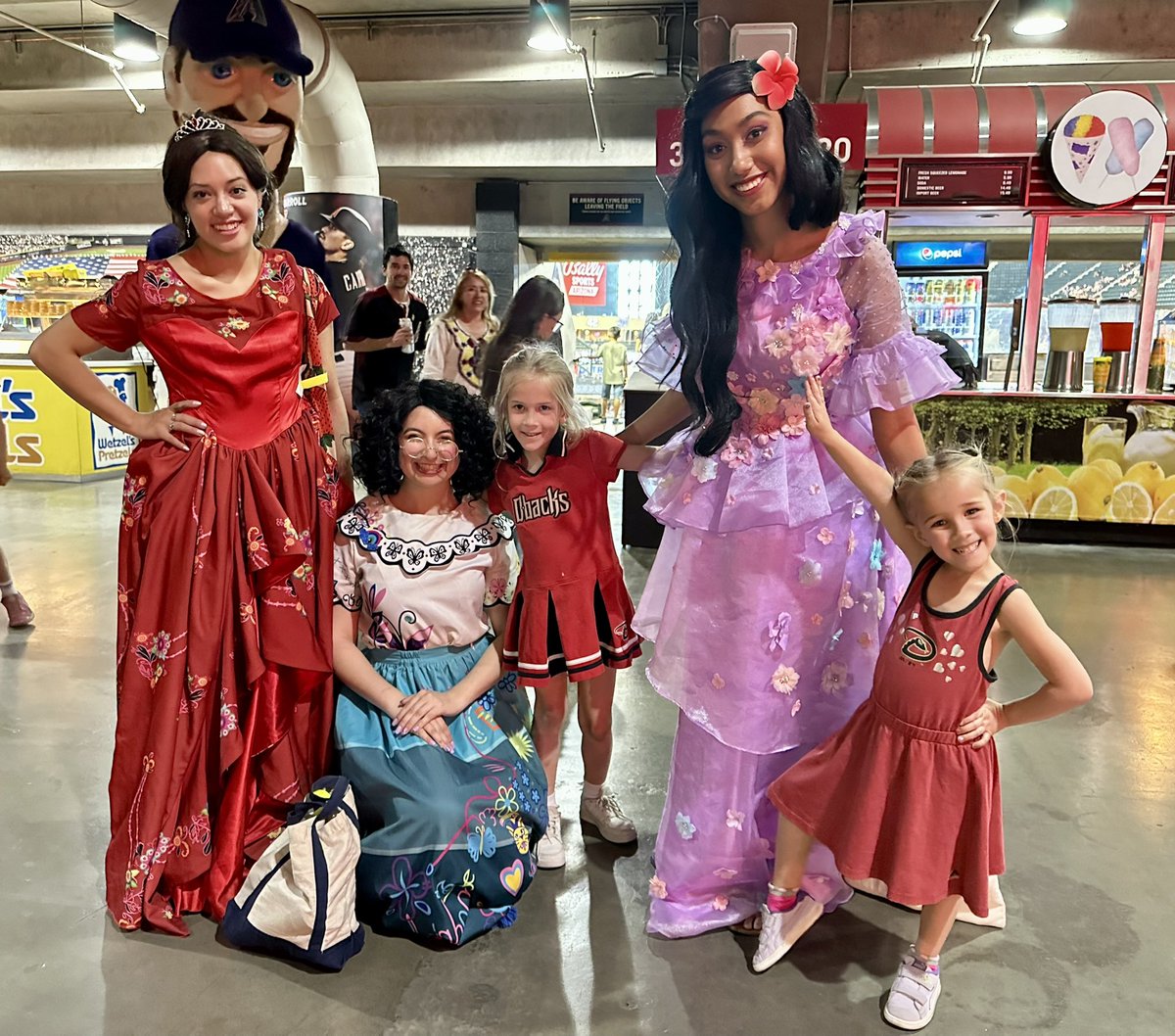 Moirty's tweet photo. Young #DBACKS fans meet @Disney #Encanto ladies. #WhataFan. https://t.co/O4oGHQScVM