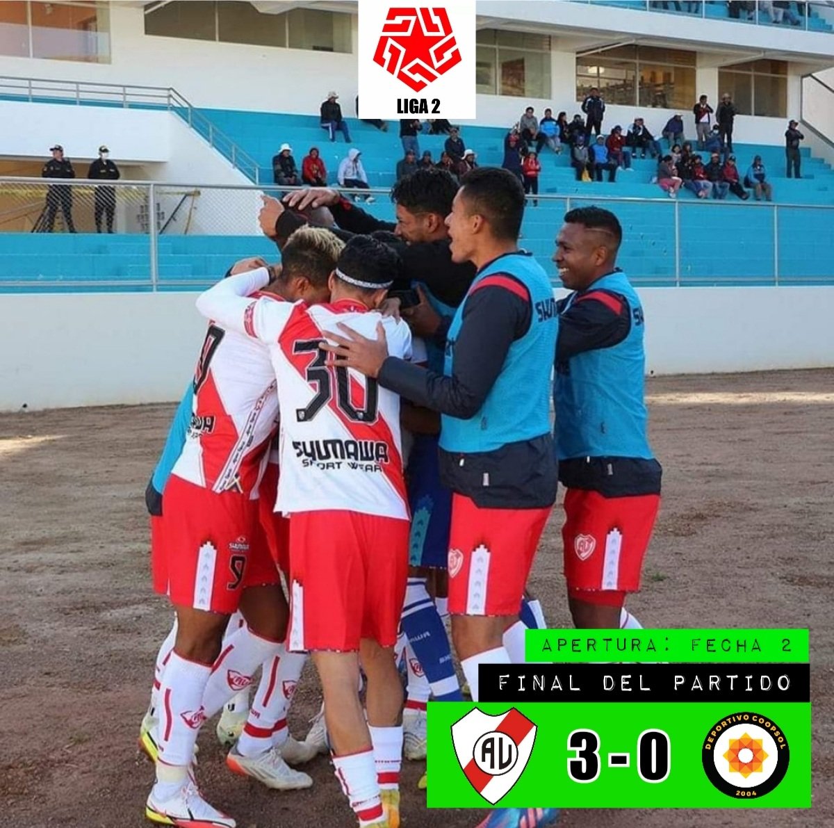 luchaxelascenso's tweet photo. ¡ALFONSO UGARTE GOLEÓ A COOPSOL EN NUEVO ESTADIO DE PUNO!
#alfonsoUgarte goleó 3 a 0 a #Coopsol por la fecha 2 de #Liga2. La novedad fue el estreno del nuevo estadio Monumental de la UNA en Puno en donde la población fue con normalidad a lado de sus familias. https://t.co/i8oh4hNvQf
