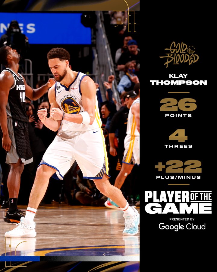 Klay Thompson stats with excited photo