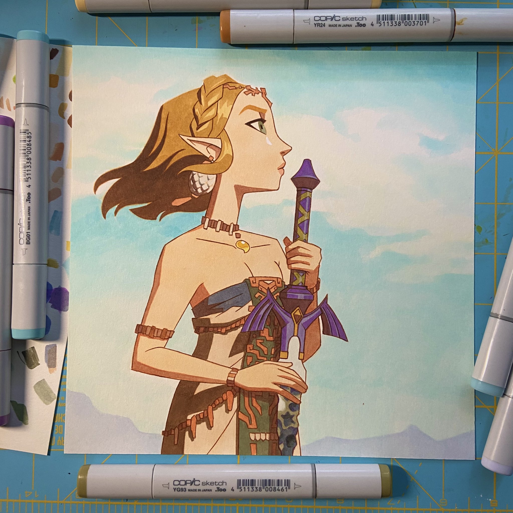 link and princess zelda (the legend of zelda and 1 more) drawn by jef_wu