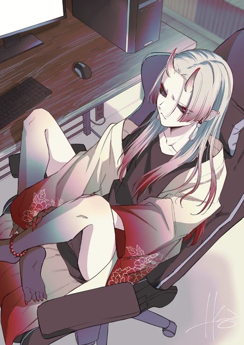 人外です👹

いつもうるさいのに本気で傷付くとめそめそする鬼くん受けと、たまに見せる弱気な一面が可愛いから普段の面倒くささを許してしまう惚れたもん負けの人間攻め。

鬼は暇つぶしにネットも使うし漫画も読む。着物の中にはTシャツ着てる。

#創作BL 