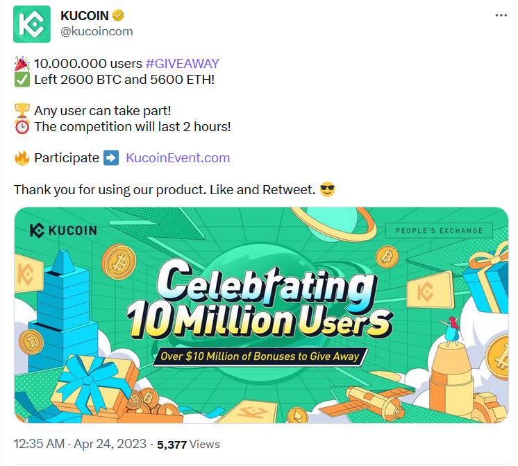 floyxcom's tweet photo. ⚠️The @kucoincom twitter account was probably hacked a few minutes ago. @elonmusk - check it out please, because with such a large reach, many people will be exposed. 

Don't click on any link!  
#kucoin #kucointwitterhacked #twitter https://t.co/larYwl5eRs