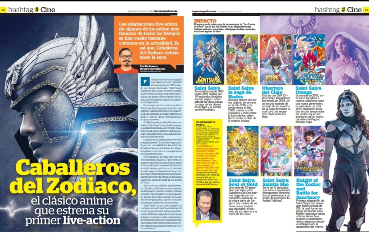 FrikiversoMag's tweet photo. Buscá en la edición de hoy en La @prensagrafica  nuestro nuevo artículo sobre el estreno del #LiveAction de #LosCaballerosDelZodiaco

https://t.co/jrcNSbOont https://t.co/DnXeDU9v8s