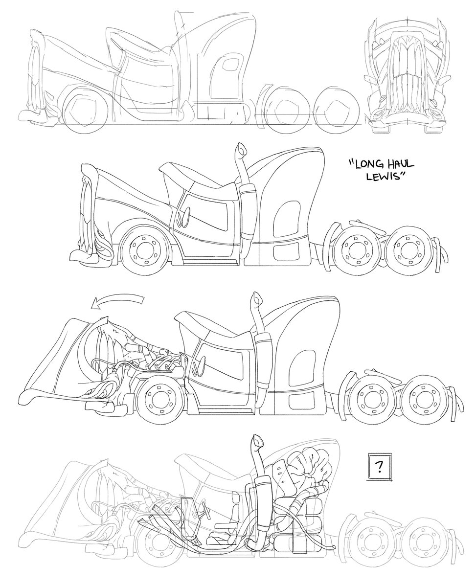 Some ideas on how these cartoon trucks might "work"