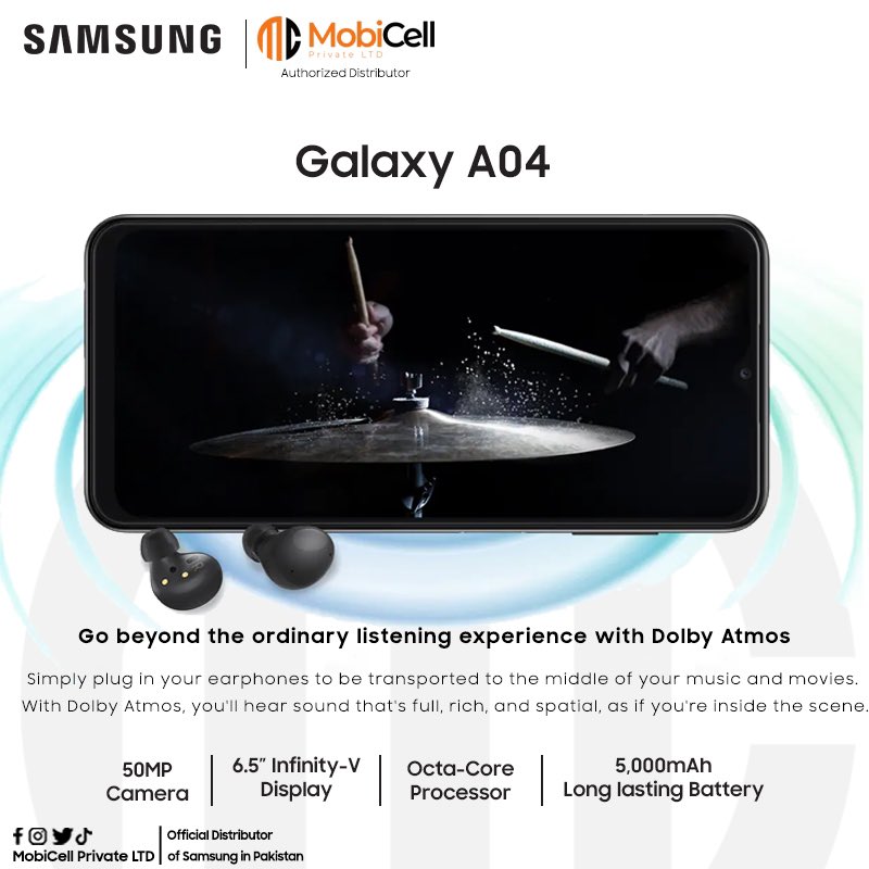 mobicellpvtltd's tweet photo. More display means more room to play.

#GalaxyA04 #mobicell #mobicellpakistan #Samsung #SamsungA04 #smartphone #mobicellpk #mobicellpvtltd #A04 https://t.co/y9qNjgkpMb