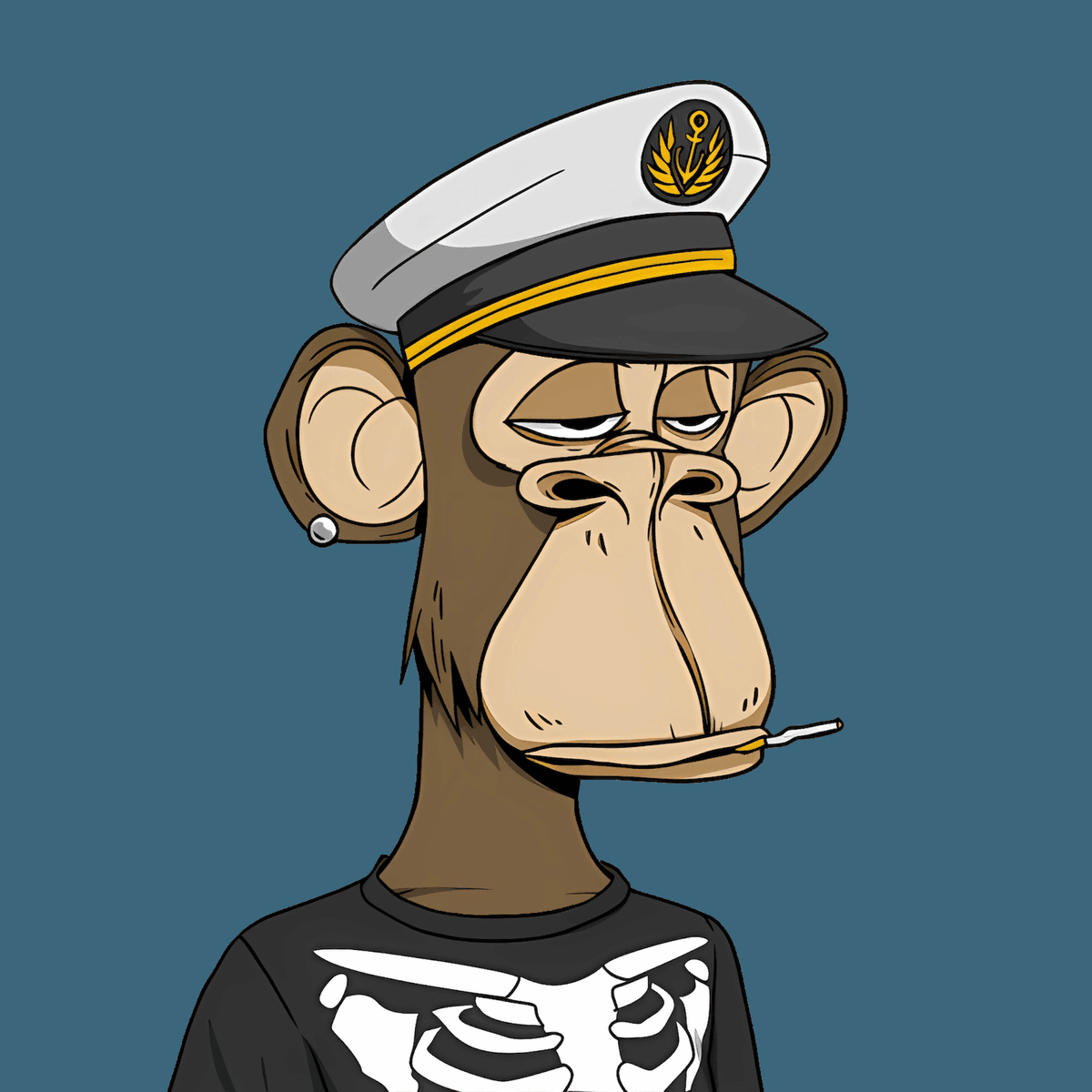 #5293 OpenSea- opensea.io/assets/ethereu… 
- Skipper, head 
- bored, eyes 
- ziggi, mouth 
- bone, tshirt 
- brown, fur 
- blue, background 

--> 0.06 Ethereum 
--> @RebelApeYC 
--> @marzombico / @nico_zoeller 

Who order this sick Rebel Ape NFT and join the family #RAYC🏁