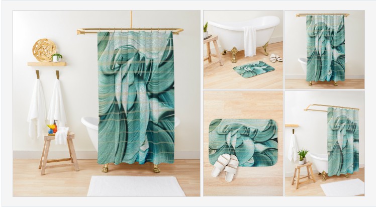 Ukupanipo Shower Curtain by Art Falaxy~Be Artful~ #accents #homedecor #art #artfalaxy #acrylicblocks #aprons #bath-mats #blankets #coasters #comforters #duvets #mugs #pillows #redbubble #shower #water-bottle #trendy #modern #gifts #turquoise #teal #blue redbubble.com/i/shower-curta…