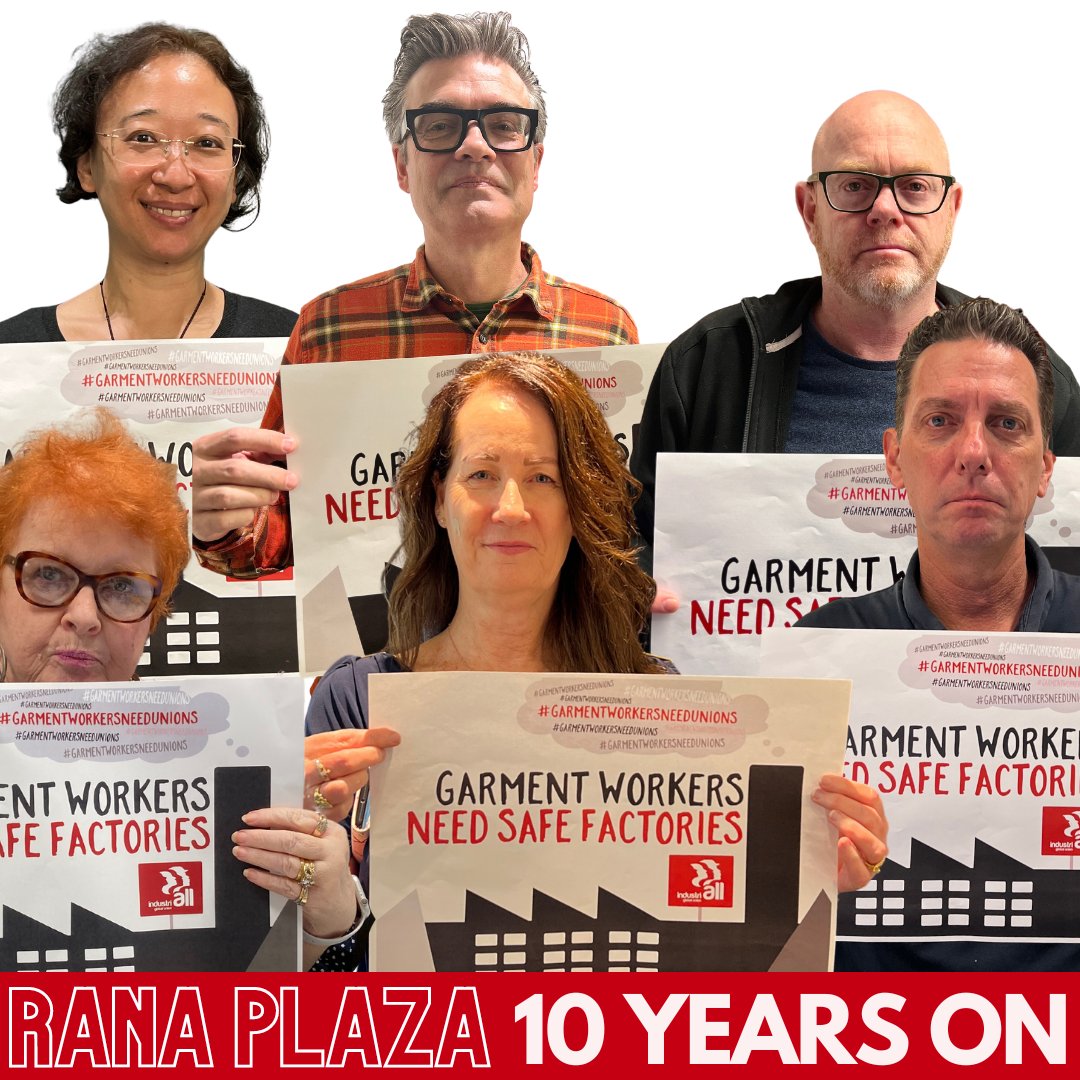 On the 10th anniversary of Rana Plaza, the IEU stands with unions around the globe calling on garment and textile brands to sign the International Accord to safeguard worker safety in Bangladesh, Pakistan and beyond. 

#GarmentWorkersNeedSafeFactories #RPNeverAgain