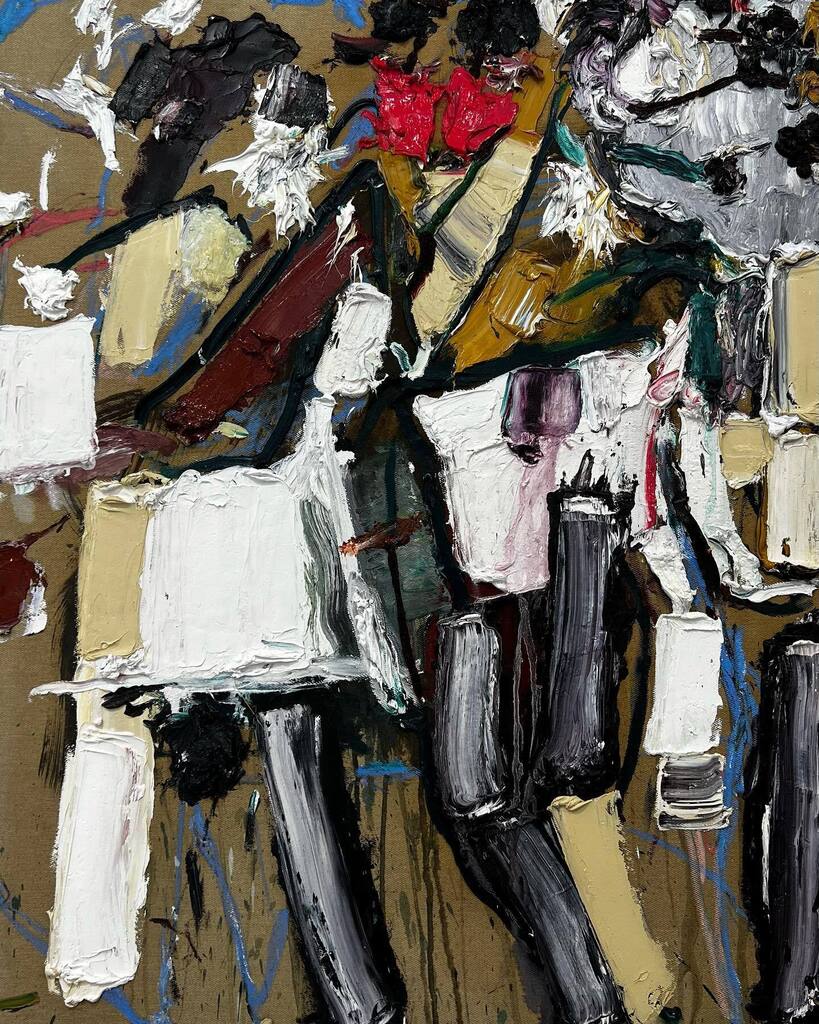 g_contemporary's tweet photo. This little beauty revealing Italian Cotton plus some striking mark making... Mind Combines Thoughts, Thoughts Combine A Rhyme... "Under Stilts" on for another week #solo #exhibition #mitchellcheesman #impasto #markmaking #abstractart #contemporaryart #g… https://t.co/23YcBZfluI https://t.co/TFlowExBDM