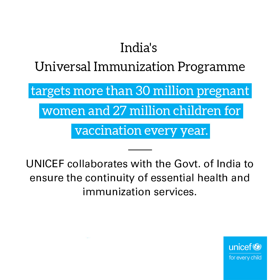 While significant progress is being made, not all children in India have access to life-saving routine vaccines.

UNICEF is supporting the Govt. of India’s immunization programmes so that every child can have a healthy future.

#BuildBackImmunity