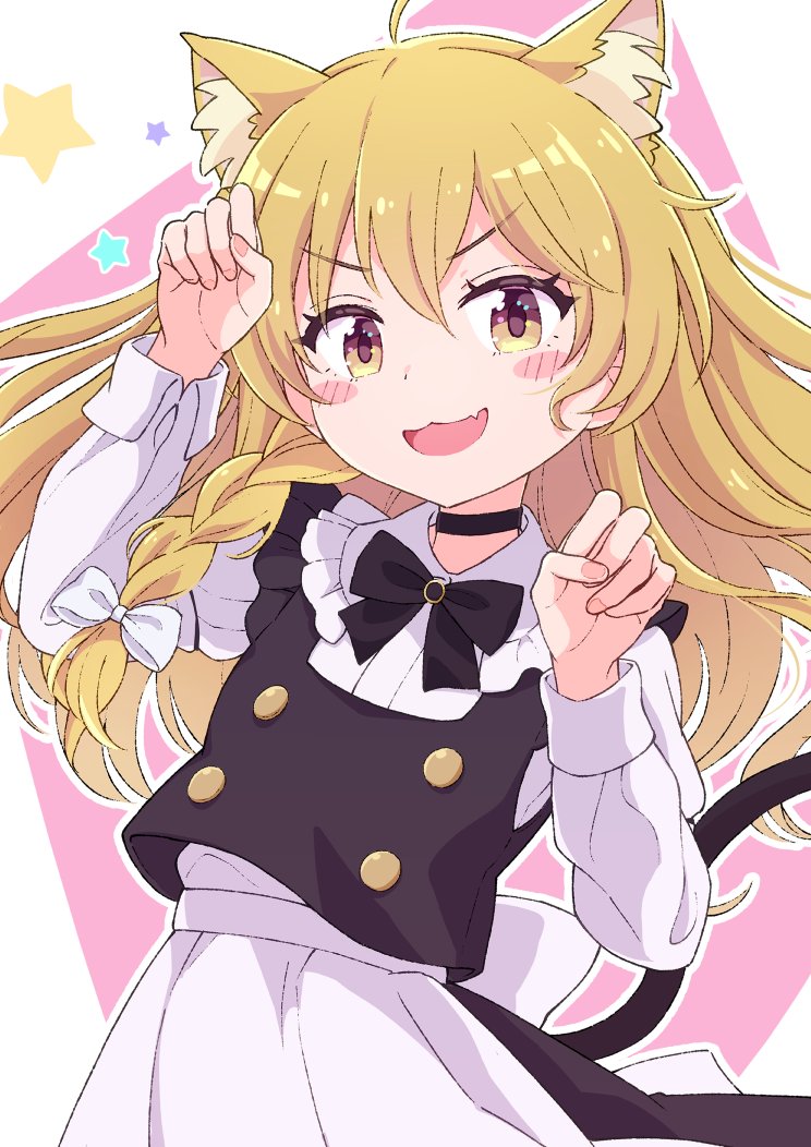 kirisame marisa 1girl animal ears blonde hair solo cat ears open mouth tail  illustration images