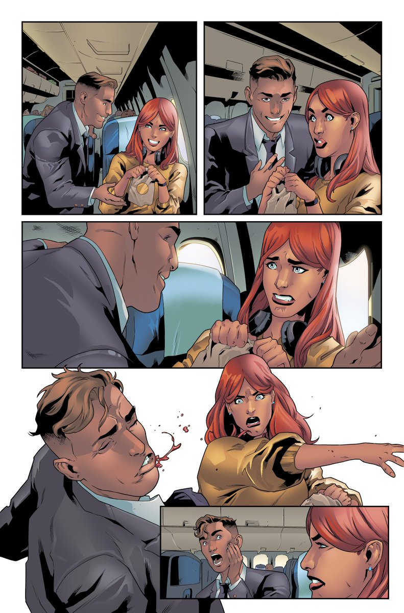 ArtOfTimBrown's tweet photo. Did some messing around with my cuts and colours on these, just a bit of practice. Can't let myself get comfortable.

Drawn by: @ruairicoleman 
Colour by: Timothy C. Brown

#Marvel #Comics #ComicsColorist #HellCat #DontBeACreepOnAPlane https://t.co/DLDpVNZNaG