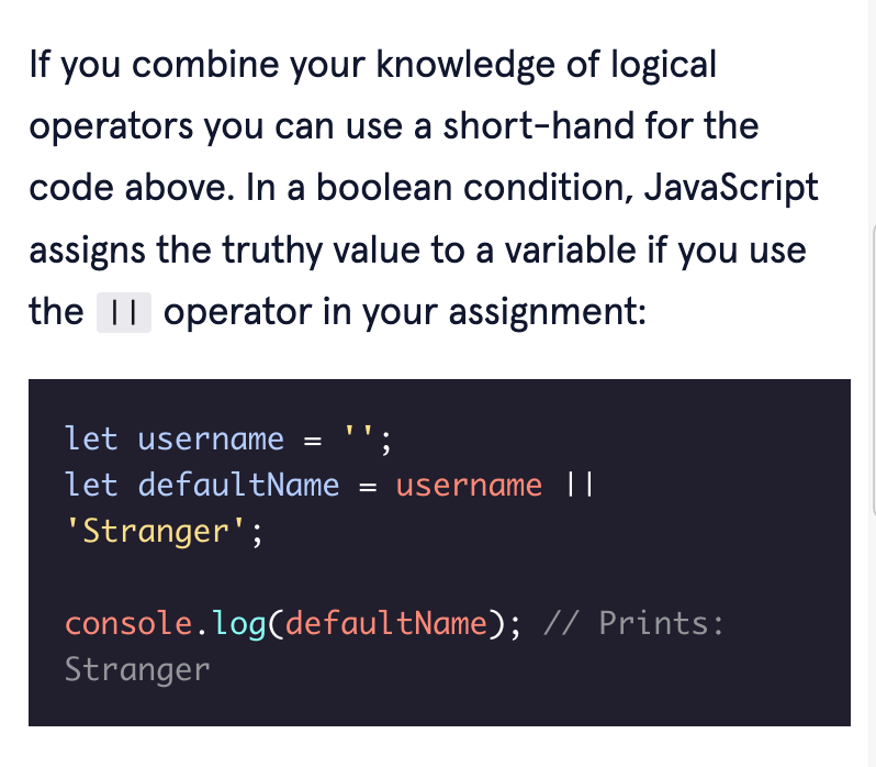 Portfedh's tweet image. Finished the HTML, CSS and JS review from #100Devs.
Finished the conditionals tutorial in #CodeAcademy.
Interesting ways to use truthy values, switch statements and ternary operators.