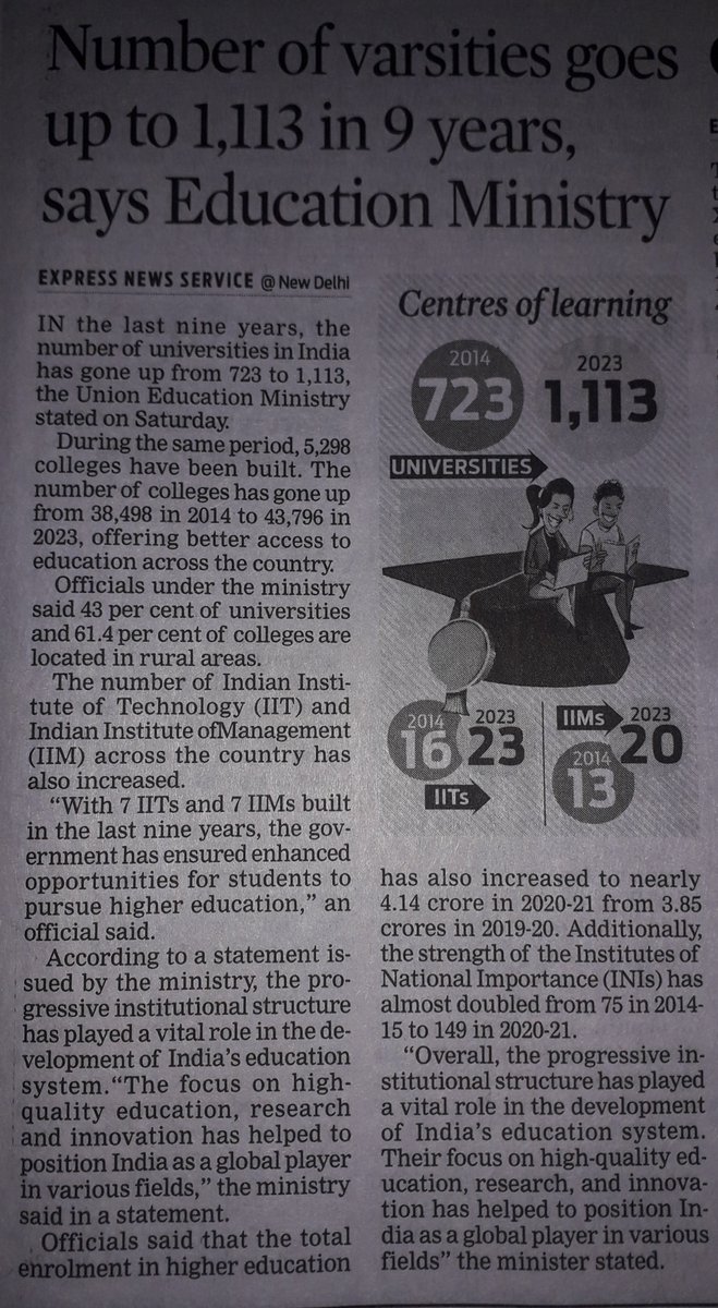 Mahesh_Mvr's tweet photo. Since 2014, the number of IITs in our country has increased from 16 to 23 and the number of IIMs from 13 to 20. This is called #ModiModel
This is our #NewIndia
#KeralamAwaitsModi #MODIfyingIndia #NarendraModi https://t.co/pZrrcwnAaX
