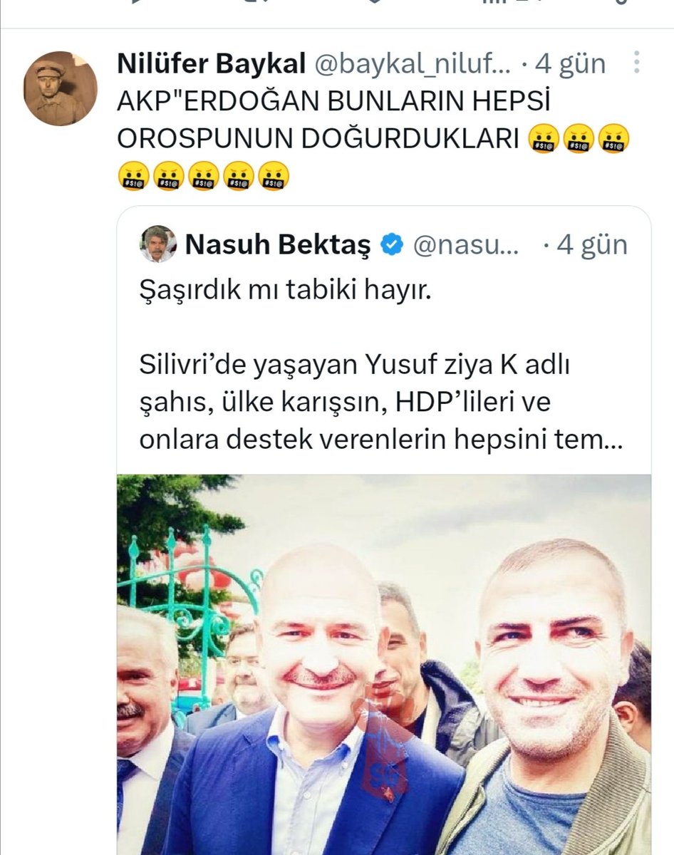 __KurTurk63_91's tweet photo. Bu kişinin attığı bir çok teitlerinde bakanlarımıza ve sn cumhurbaşkanımıza hakaretler içeriyor @tcbestepe @RTErdogan @TC_icisleri @suleymansoylu @adalet_bakanlik @bybekirbozdag @EmniyetGM @SiberayEGM
#ErdoğanKazanacak #ErdoğanlaMumkun https://t.co/AHMD7owQyu