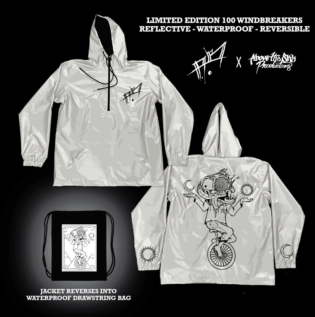 New Product Alert!!! Our new waterproof/reflective windbreakers reverse into drawstring bags!

This collaboration with artist Aaron Brooks is only available for a short period of time! 

Don’t miss out!
Abovetheskyproductions.com