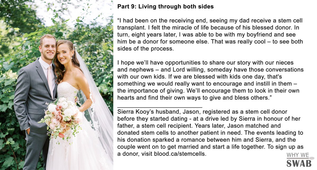 Why We Swab (@whyweswab) on Twitter photo Part 9: Living through both sides
“I had been on the receiving end, seeing my dad receive a stem cell transplant. I felt the miracle of life because of his blessed donor. In turn, eight…”
#WhyWeSwab #stemcells #stemcelldonor #cancer #family #love #lovestory <a href="/CanadasLifeline/">Canadian Blood Services</a> Part 9: Living through both sides
“I had been on the receiving end, seeing my dad receive a stem cell transplant. I felt the miracle of life because of his blessed donor. In turn, eight…”
#WhyWeSwab #stemcells #stemcelldonor #cancer #family #love #lovestory <a href="/CanadasLifeline/">Canadian Blood Services</a>