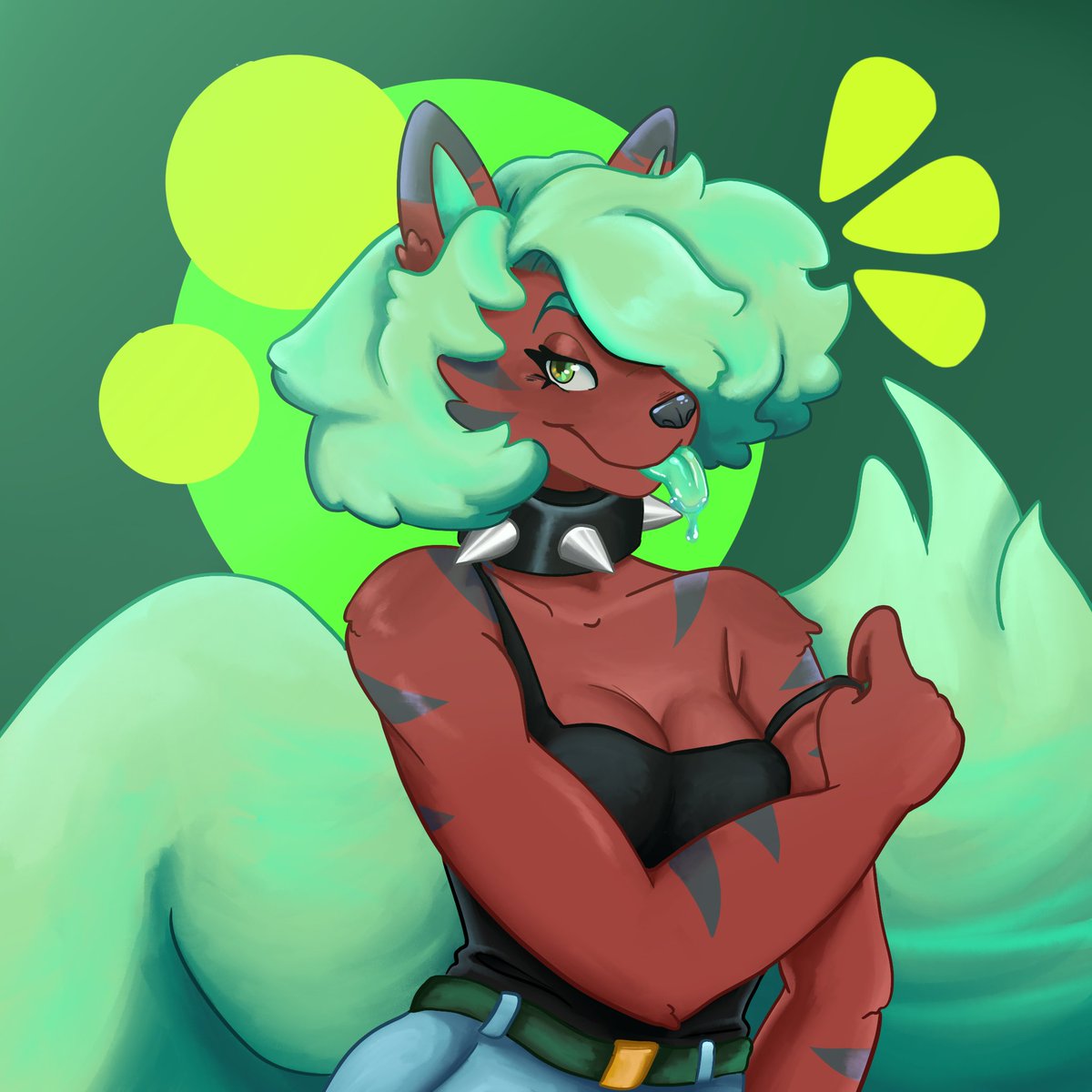 DragonBabe4's tweet photo. Drew @momoechisArt's fursona bc she's SO cute 💙💚💙 https://t.co/SGcJA5NmaX